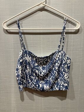 Abercrombie & Fitch Blue and White Printed Crop Top